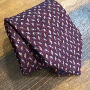 Bugatti silk tie burgundy geometric print business office
